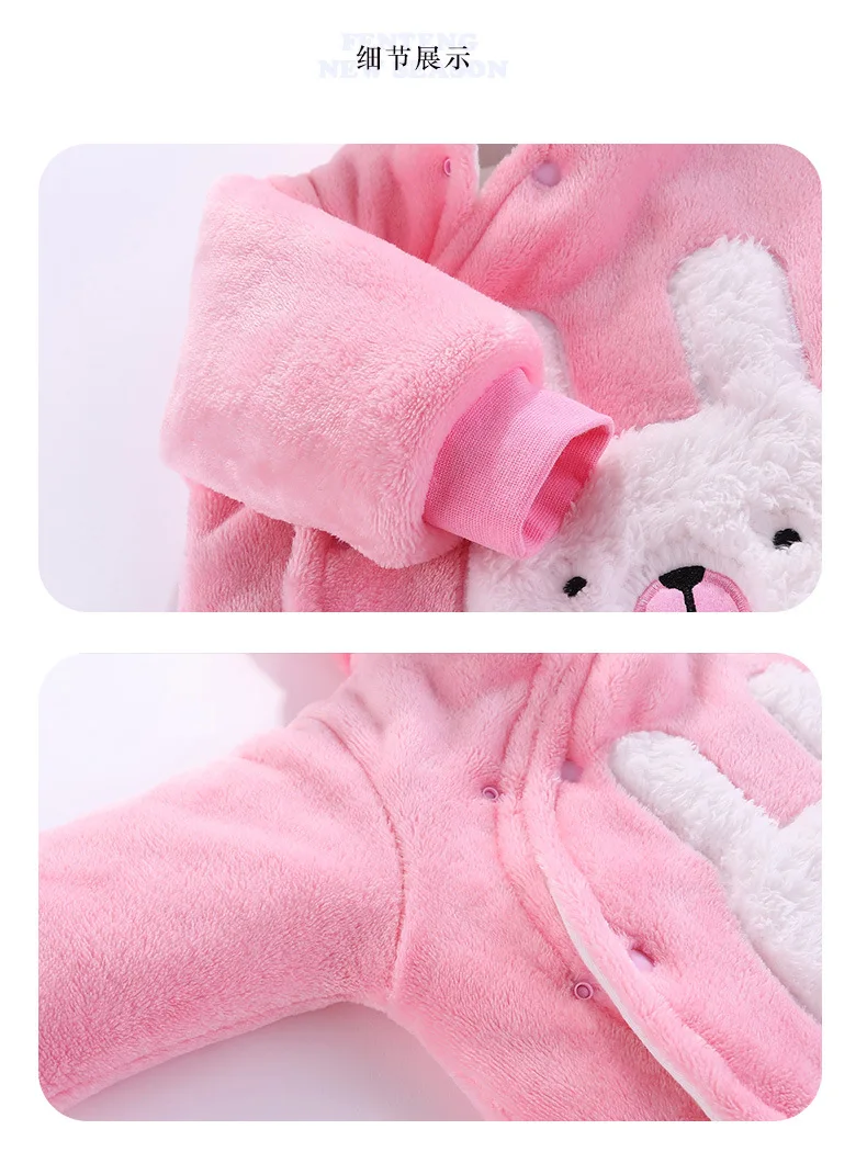 winter fleece baby rompers Fashion cartoon baby girls boys clothes long sleeve newborn coat jumpsuit 0-12month baby clothes