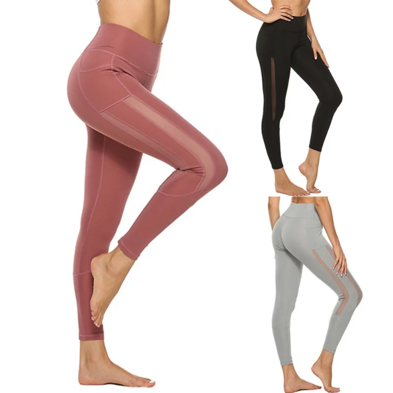 

Fitness Women Sexy Leggings Push up Ladies High Waist Pocket Workout Pants Running Mesh Leggins Seamless Long Pants Mujer