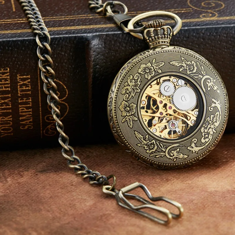 Gorben винтажные очаровательные Механические карманные часы с римскими цифрами карманные часы Fob часы с цепочкой и ожерельем подарки для мужчин и женщин