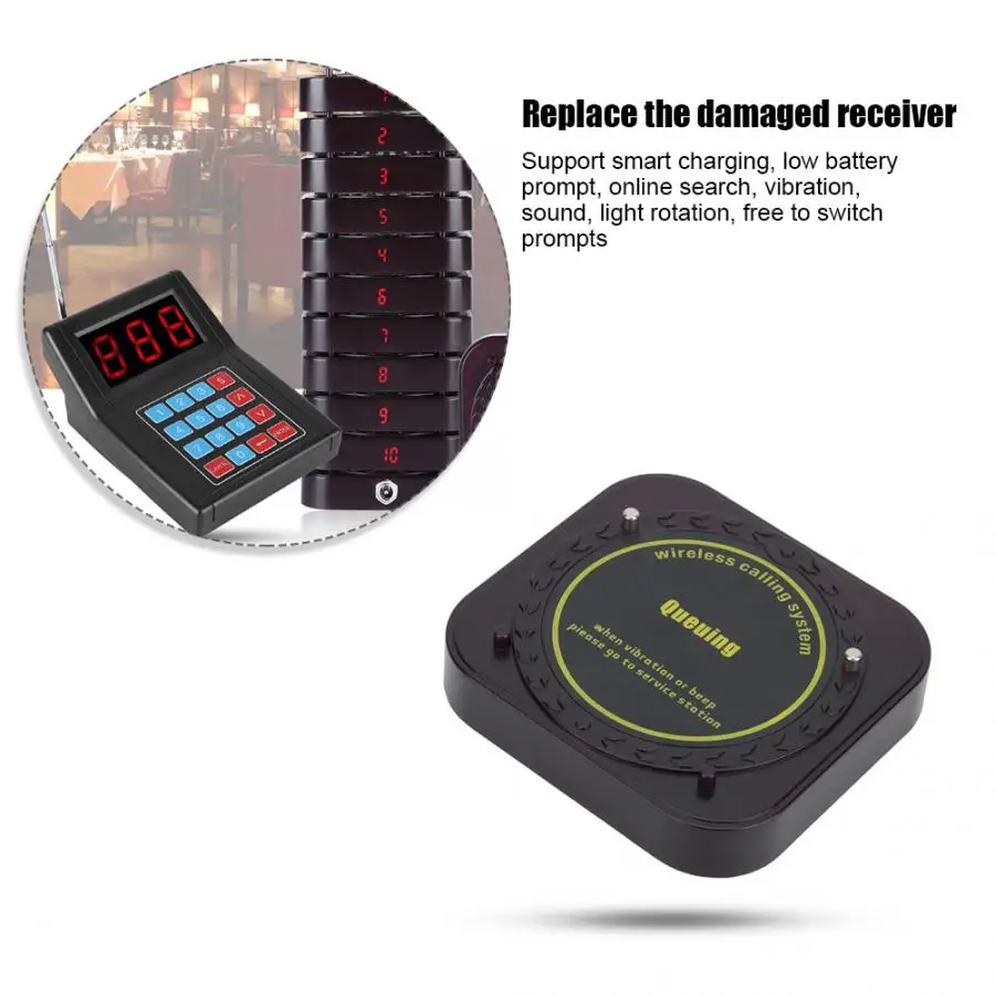 10 pcs/Pack for SU-669 Rechargeable Paging Queue System Receiver with Low Battery Prompt Queue Restaurant Calling Pagers