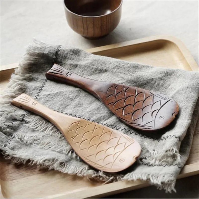 Горячая кухонные принадлежности креативные домашние кухонные ложки в форме рыбы деревянная ложка-Лопатка для риса