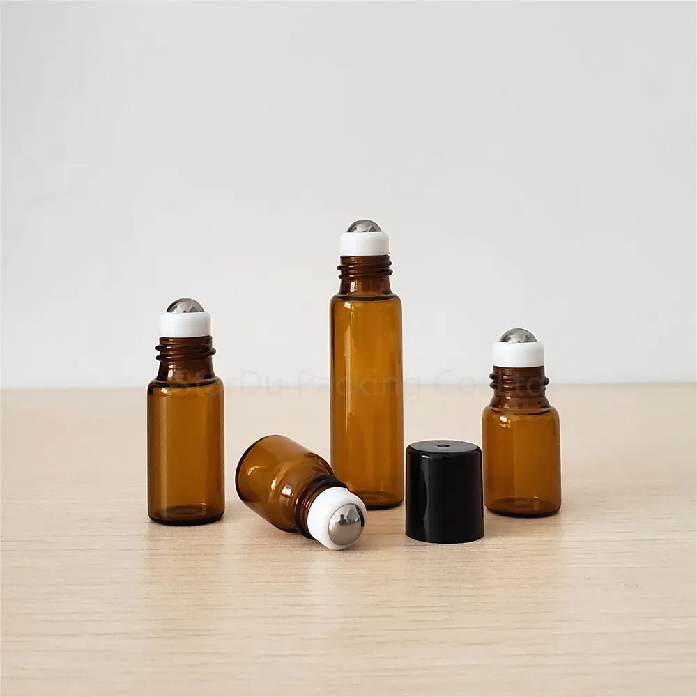 Roll On Bottles For Essential Oils roll-on Refillable Perfume Bottle Deodorant Containers 10pcs 1ml 2ml 3ml 5ml Amber