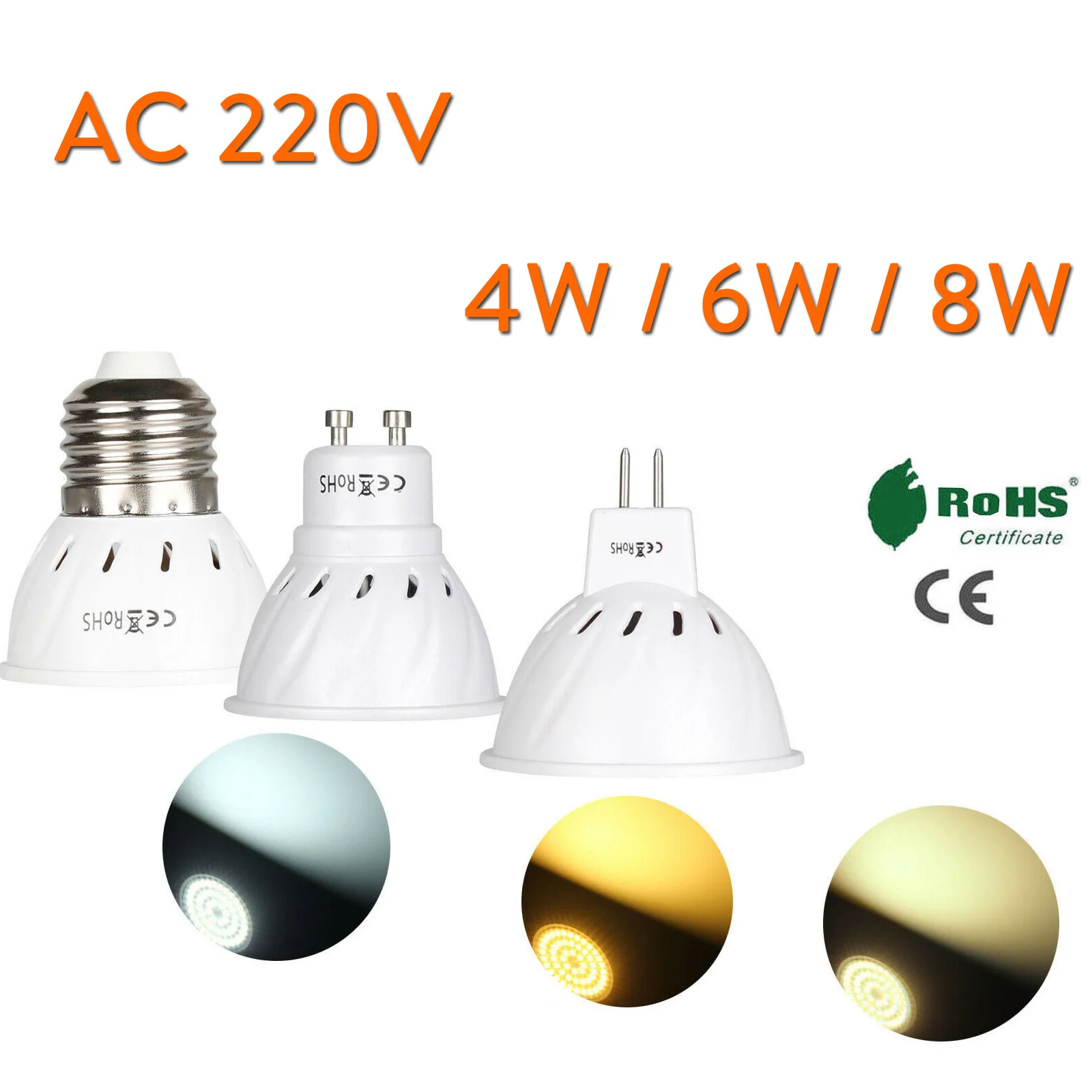 

4W 6W 8W GU10 E27 MR16 220V LED Lamp Spotlight Bulb 36 54 72 leds lampara GU 10 bombillas Lampada Spot light Lamps Save Energy