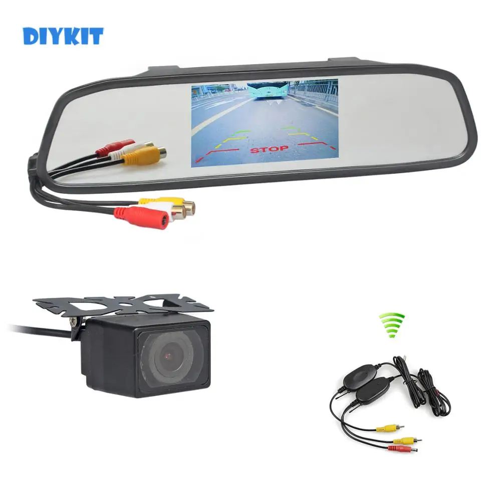Беспроводной монитор для зеркала автомобиля DIYKIT 4 3 дюйма + Водонепроницаемая ИК