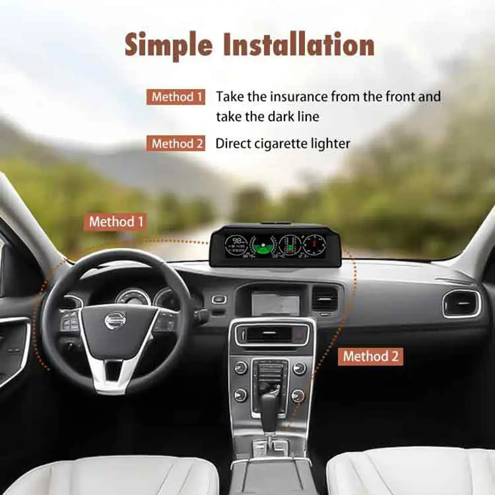Автомобильный gps дисплей на голову Hud автомобильный горизонтальный уклон измеритель скорости автомобиля дисплей высоты инструмент компас сигнализация универсальная авто