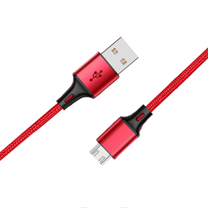 Роскошный Micro USB кабель 2.4A нейлон Быстрая зарядка USB кабель для передачи данных для samsung Xiaomi LG планшет Android мобильный телефон usb зарядный шнур - Цвет: Red