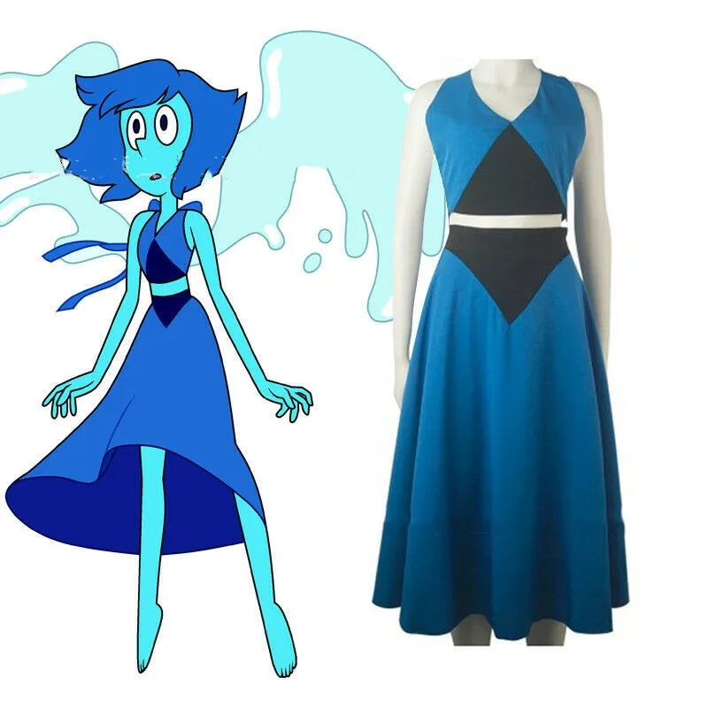 

Game Attack The Light Lapis Lazuli Cosplay Dress Costume Blue Long Dress Sky Halloween Stage Gift Drop Ship