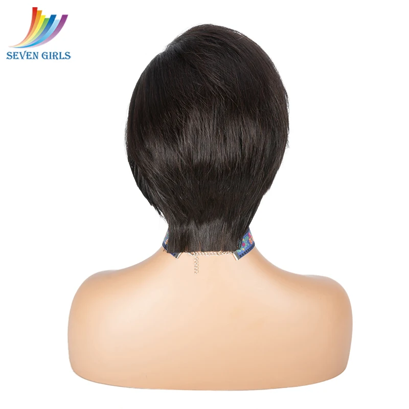 Sevengirls 13x4 Pixie Cut Wig Middle Ratio 8"-10" Short Bob Lace Front Human Hair Wig Preplucked With Baby Hair Gluless Remy Wig