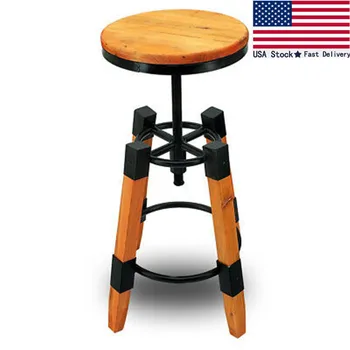 

NEW! MODERN RETRO WOOD BARSTOOL-ADJUSTABLE RUSTIC BAR/COUNTER STOOL-WYLAND