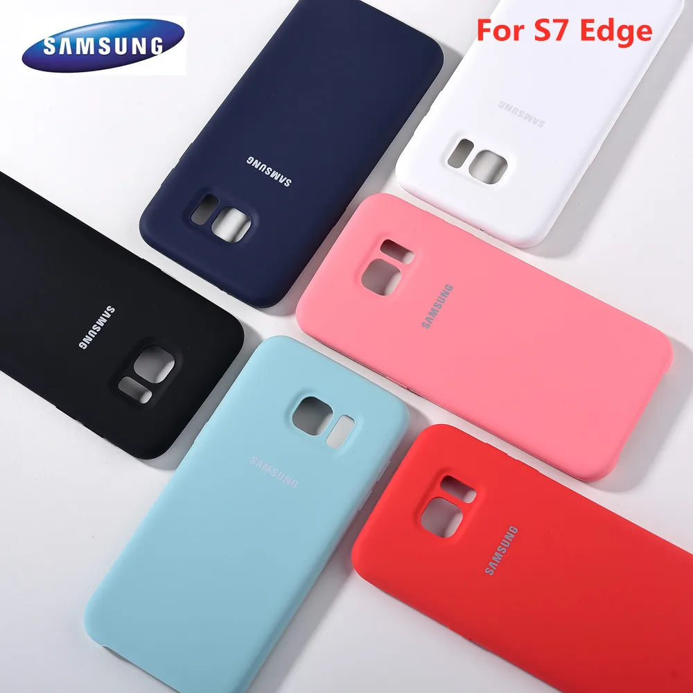 Чехол S7 edge 100% оригинальный мягкий силиконовый чехол для Samsung шелковистая жидкая