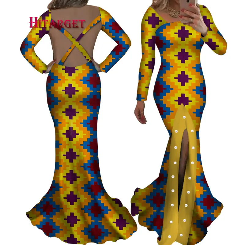 Африканская одежда для женщин воск хлопок Вечерние для свадьбы Африканский принт платья Африканский платье для женщин длинное платье