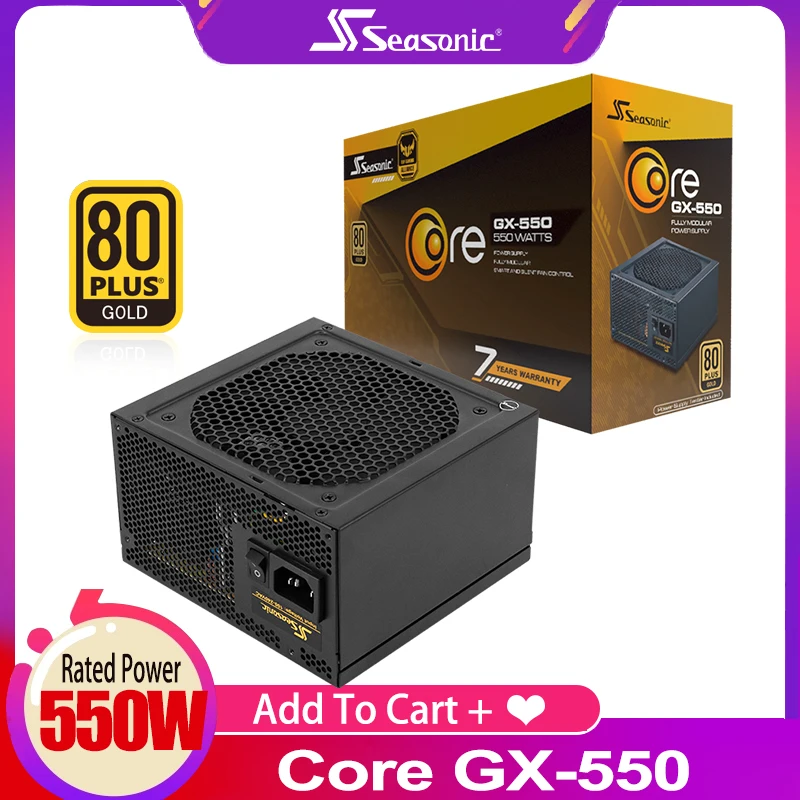 Блок питания Seasonic GX550W PSU PFC бесшумный вентилятор 550 Вт ATX 24 контакта 12 В 80PLUS золотой