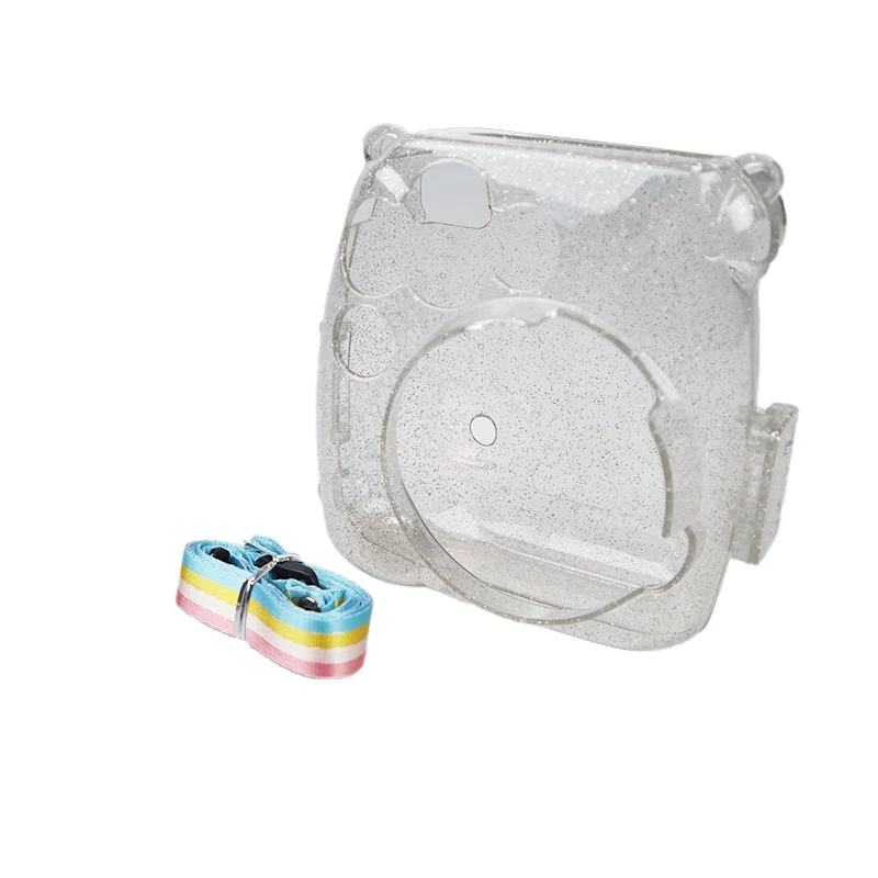 Glitter Waterlowrie Instax Mini 9 чехол прозрачный Пластик крышка Фотоаппарат моментальной печати защиты сумка с ремешком для ЖК-дисплея с подсветкой Fujifilm Instax Mini 9/8/8 - Цвет: Glitter