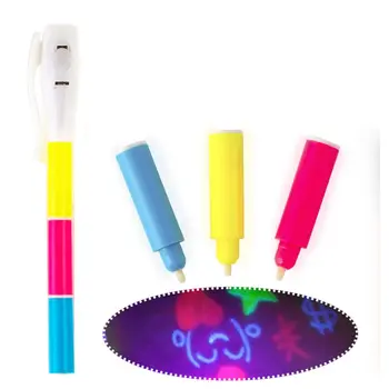 

Magic 3 Colors UV Fluorescent Pen Light Combo Creative Stationery Invisible Ink Pen Stationery Office School Supplies Secret DIY