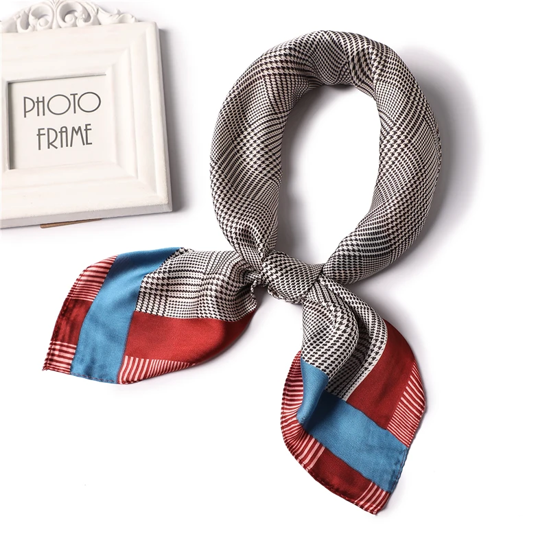 Женский шелковый шарф для шеи шали и накидки модные шарфы в клетку сумка галстука