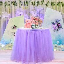 Разноцветная настольная юбка, посуда, ткань, свадебная пачка, Тюлевая оборка для стола, детский душ, вечерние украшение на стол для дома, юбка для дня рождения