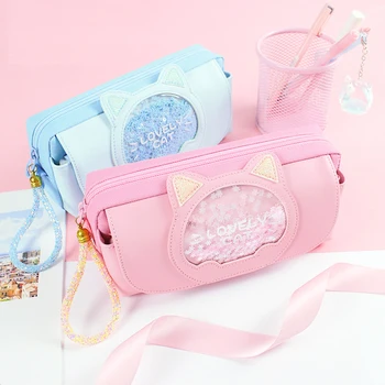 

Stationery Pencil clasp bag Korean canvas creative quicksand stationery bag Gift for girls storage bag wholesale