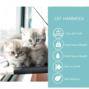 

Cat Cooling Breathable Deck Bed Window Perch Hammock Bed Window Suction Cups Seat Cat Shelves Sunbath Hammock Bed for Cat