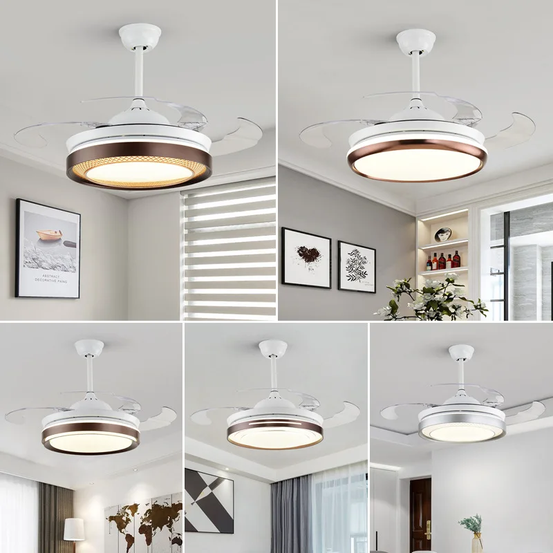 Simple Modern Invisible Ceiling Fan Lamp Energysaving Ceiling Fans With Lights 42 Inch Led Living Dining Room Bedroom Lighting