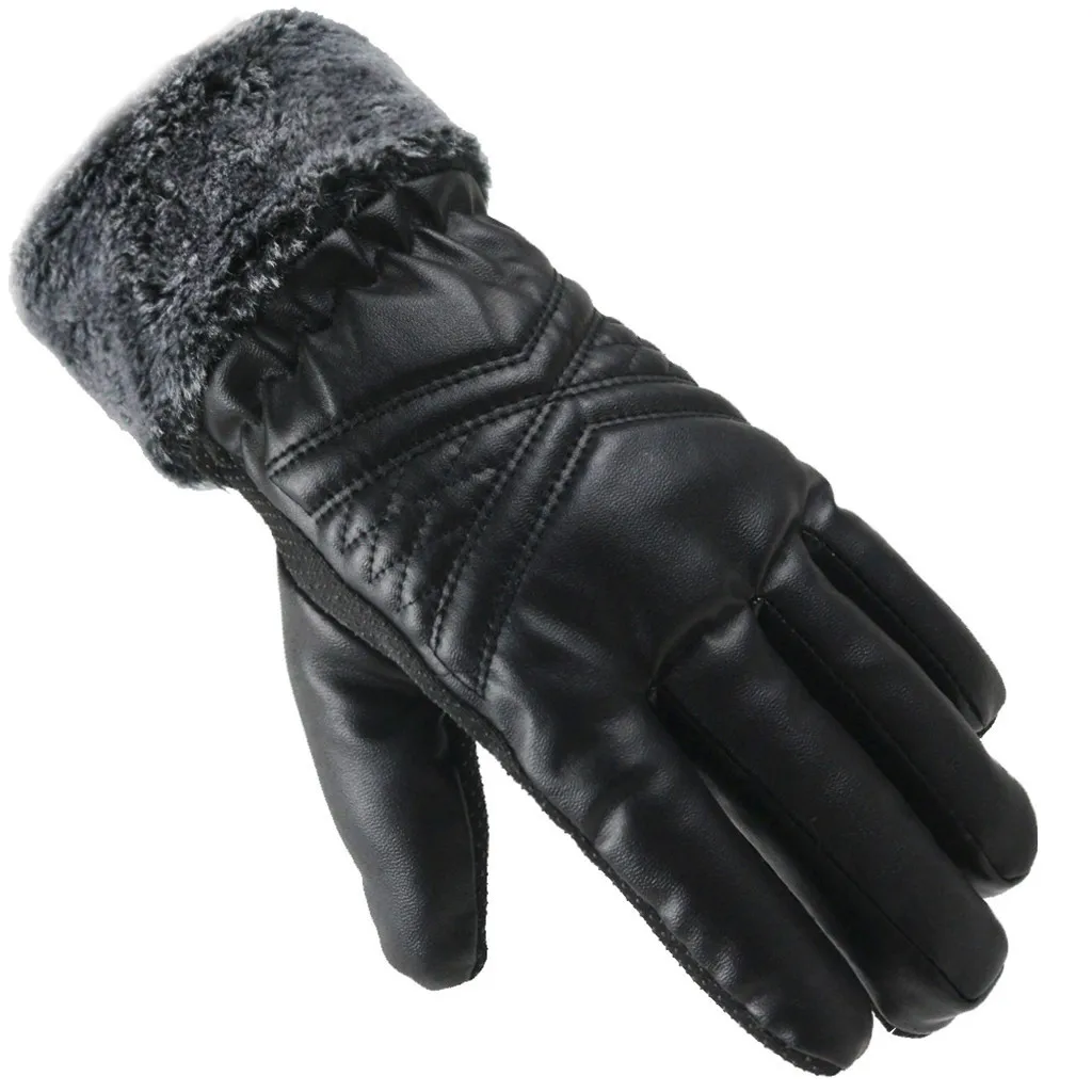 Зимние женские мужские бархатные перчатки, кожаные ветрозащитные перчатки, теплые перчатки с телефоном для езды на велосипеде, бега, спортивные варежки