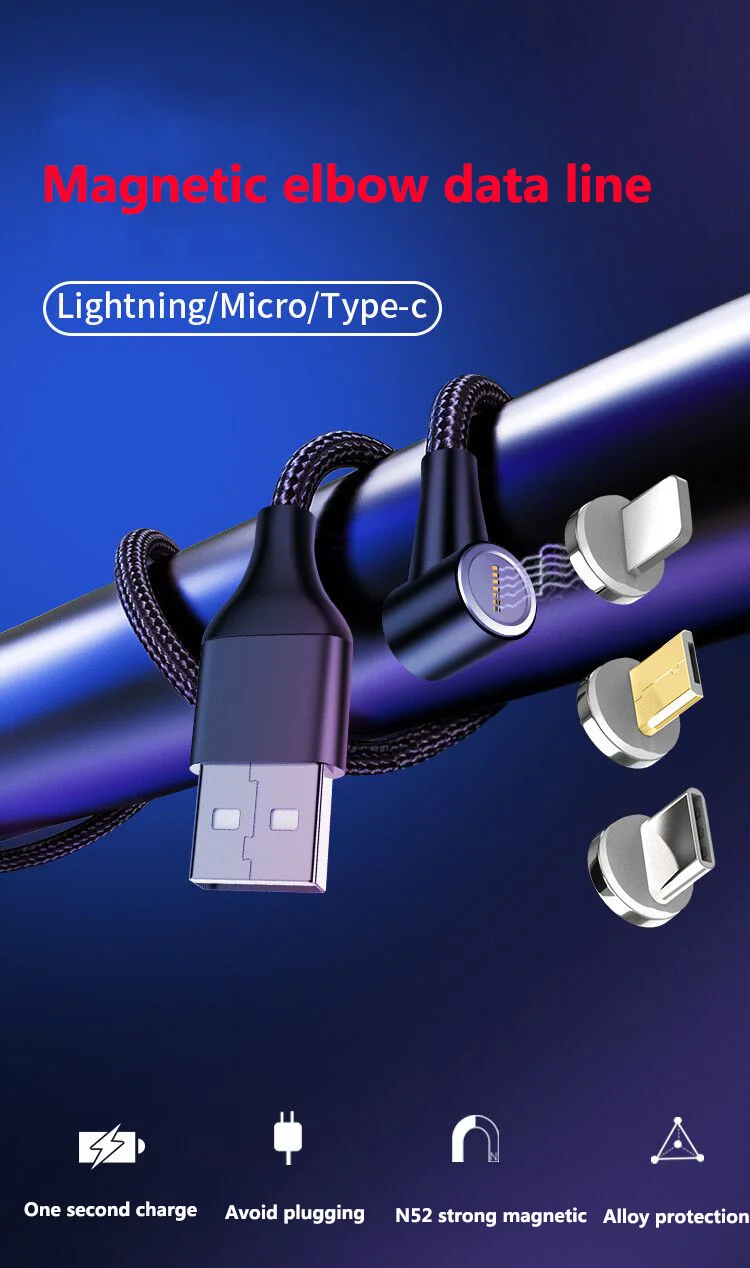 1 м Магнитный Micro USB кабель для быстрой зарядки iPhone samsung кабель для передачи данных Магнитный кабель для зарядки usb type C 3A usb c кабель для быстрой зарядки