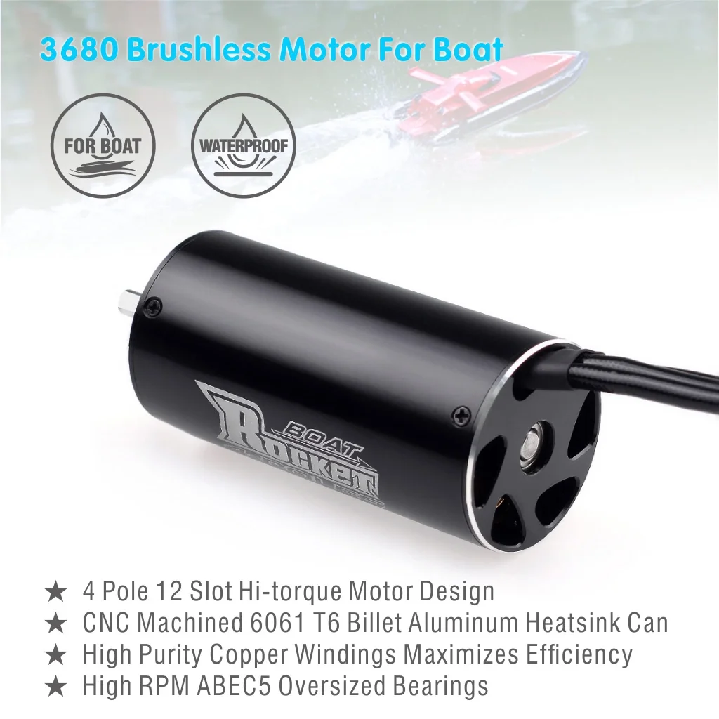 Rocket 3680 rc boat motor for boat electric brushless motor 2kw 24v 19v 26v 34v 38v 50000 rpm