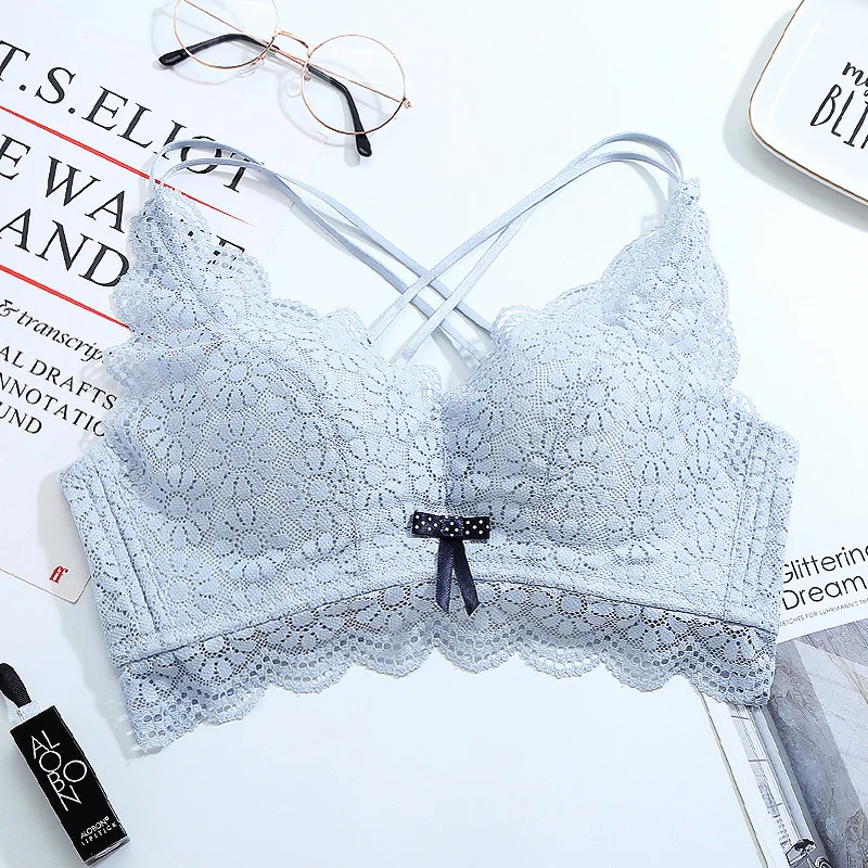 Deep V A B Push Up Bra Sexy Embroidery Intimate Lace Bras Intimate Brassiere Wirefree Bralette For Women Underwear Lingerie