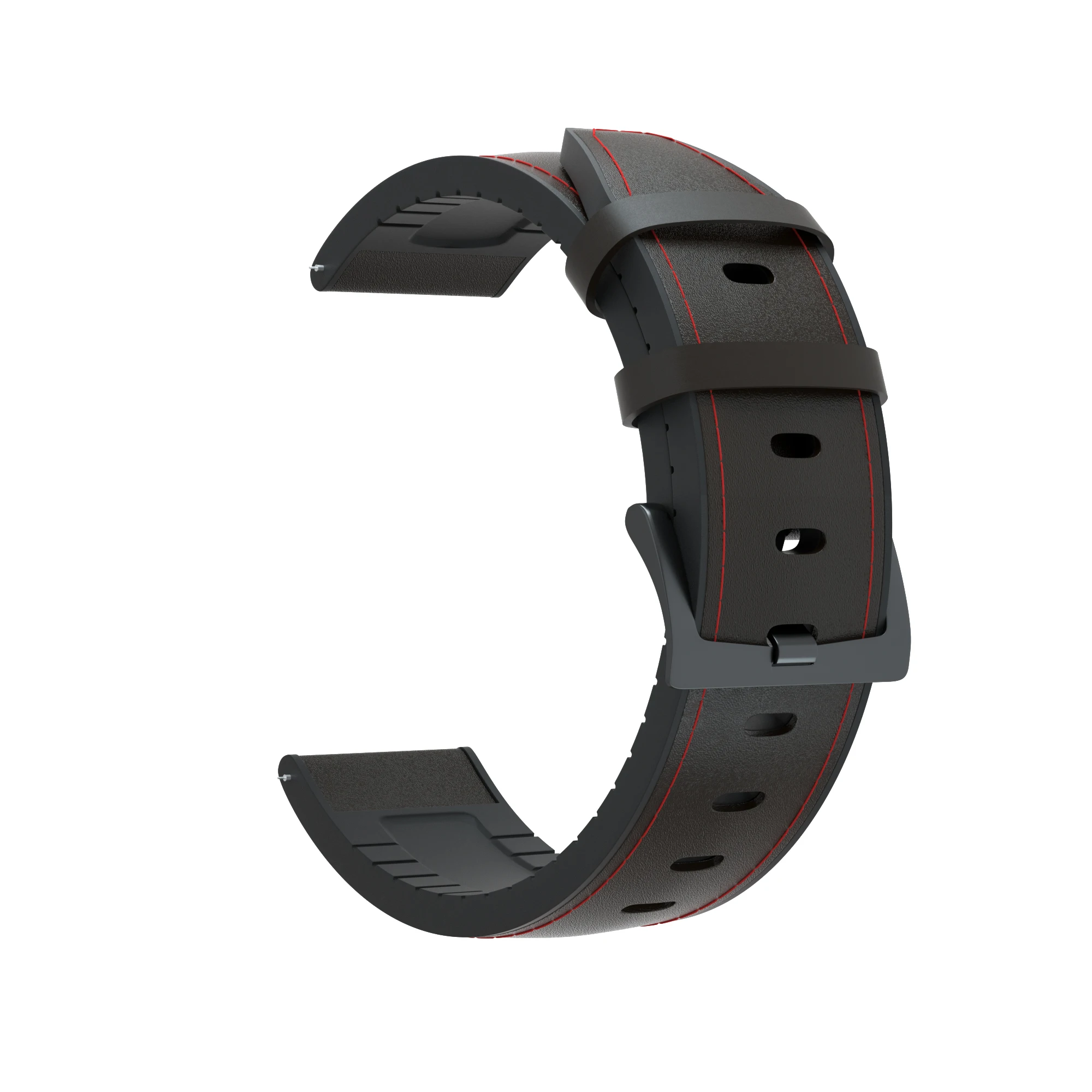 22 мм ремешок для часов Силиконовый+ кожаный для huawei Watch GT/GT 2 быстросъемный ремешок для samsung gear S3/Galaxy 46 мм браслет - Цвет ремешка: Черный
