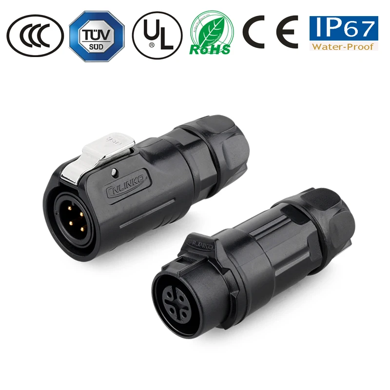IP67 4 контактный 5А PBT пластиковый круглый разъем водонепроницаемый светодиодный