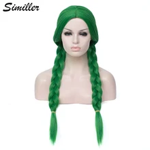 Similler длинные Плетеные Коробки косы парики для женщин высокая температура волокно центральная часть темно-зеленые волосы синтетический парик