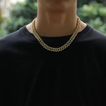 

Miami Cuban Necklaces Hip hop Diamond prong link chain Fashion Jewelry