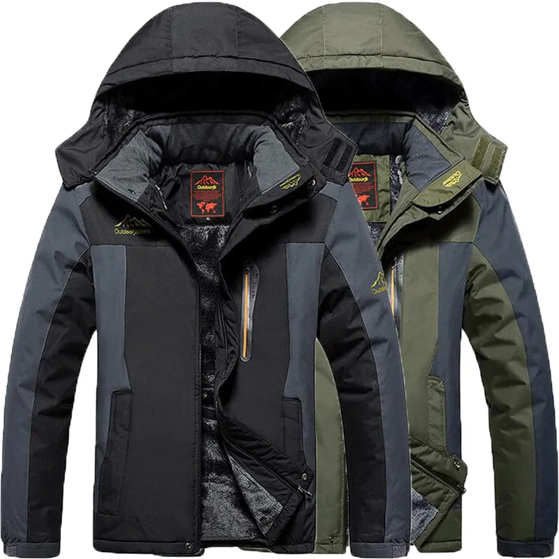 

Winter Outdoor Waterproof Jacket Large Size Men Open Country Fishing Suits Windproof Cold Brushed And Thick Mountaineering Coat