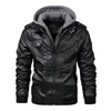2022 Autumn Winter Men's Motorcycle Leather Jacket Windbreaker Hooded Jackets Male Outwear Warm Biker PU Jackets EU Size 3XL ► Photo 3/6