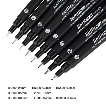 

1-Piece Needle Pen Water and Fade Proof Pigment Ink 0.05 0.1 0.2 0.3 0.4 0.5 0.7 0.8 Black Fineliner Sketching Pens