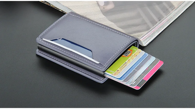 Tanie Rfid blokowanie ochrony mężczyźni id etui na karty kredytowe portfel skórzany Metal sklep