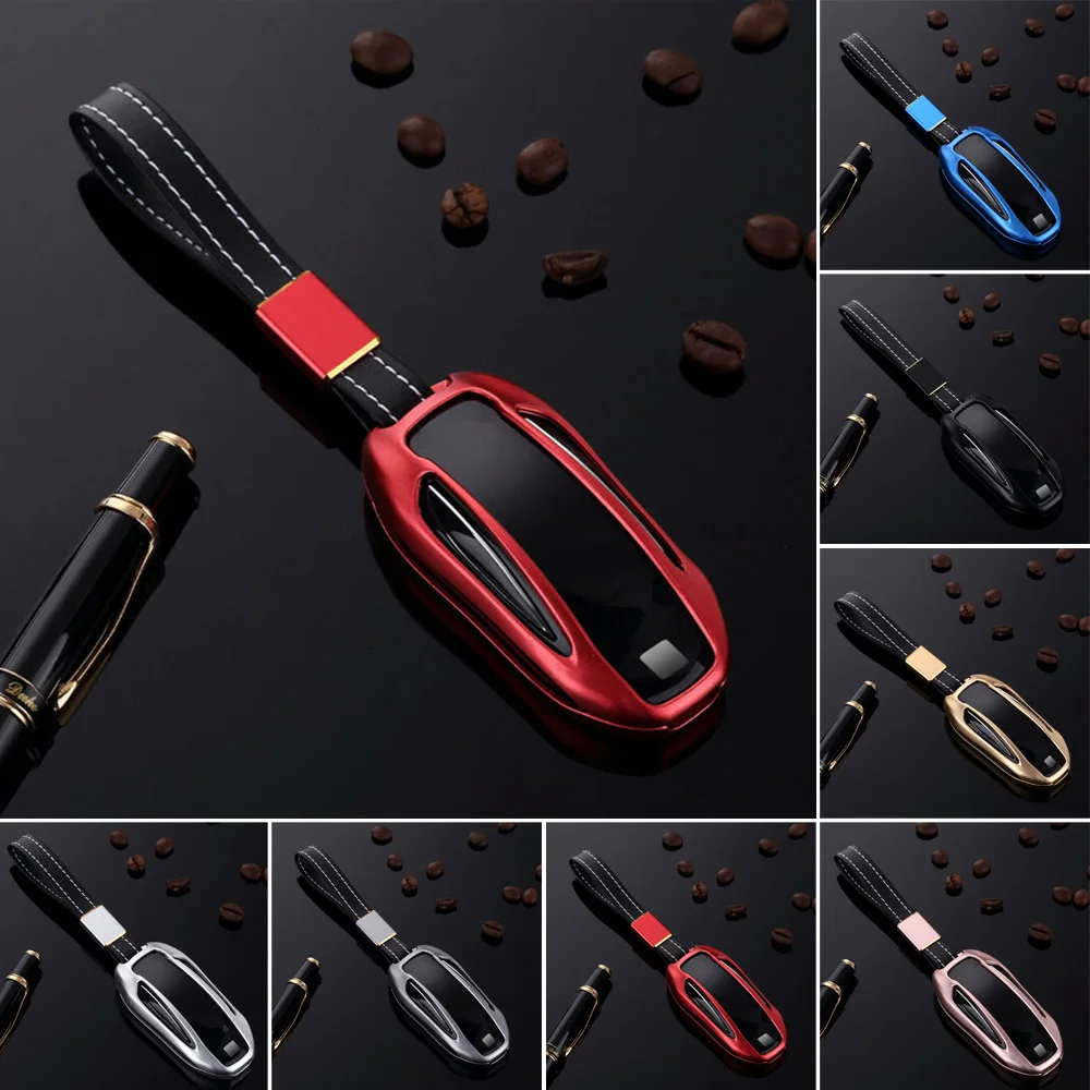 

1 Piece Car Key Case Protector Cover Aluminum Alloy Keychain Ring For Tesla Model S/Model 3 Key Case Cover + Keychain