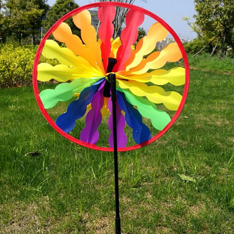 New Yard Garden Outdoor Decor Sunflower Windmill Whirling Wind Spinner Kids Toy