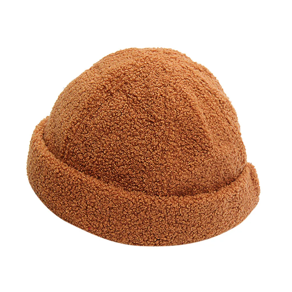 Модная женская шапка-бини с краями, однотонная флисовая хлопковая шапка Skullies, плюшевая теплая шапка, шапка для художника, берет, шапка, женская шапка