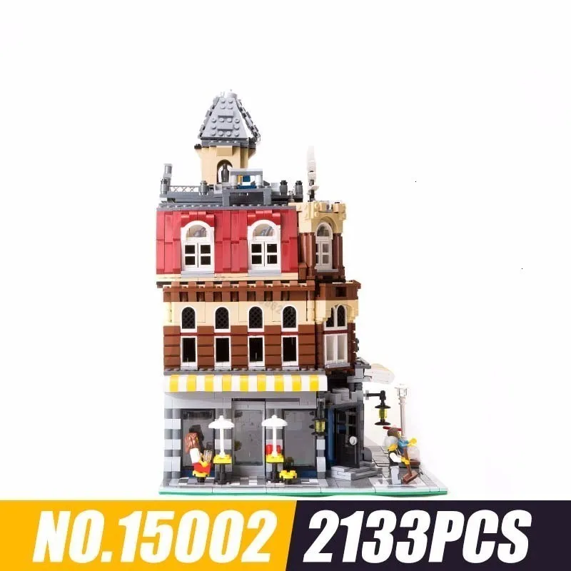 

15002 Streetscape Series Corner Coffee Shop Assembling legoinglys Blocks Building Plastic Children Toys 2133pcs 84002