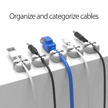 

USB Cable Winder Finisher Cable Organizer Data Cable Fixing Clips Desk Cable Management Charging Cable Holder For Mouse Keyboard