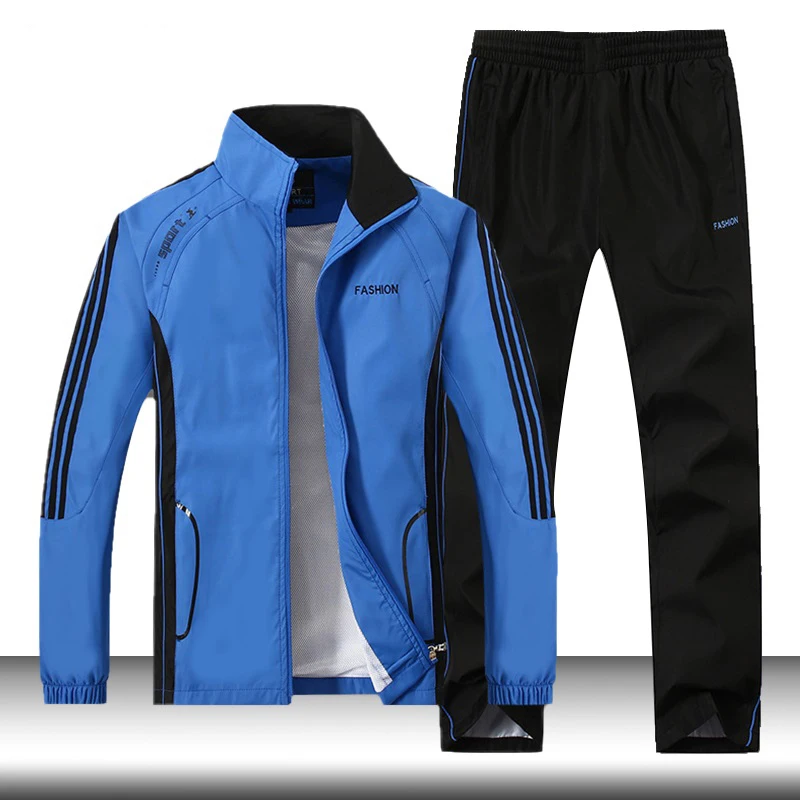 

Men Sportswear Set New Autumn Spring Men's Tracksuit Set Striped Jacket+Pant 2 Piece Set Casual Man Suit Male clothing Fashion