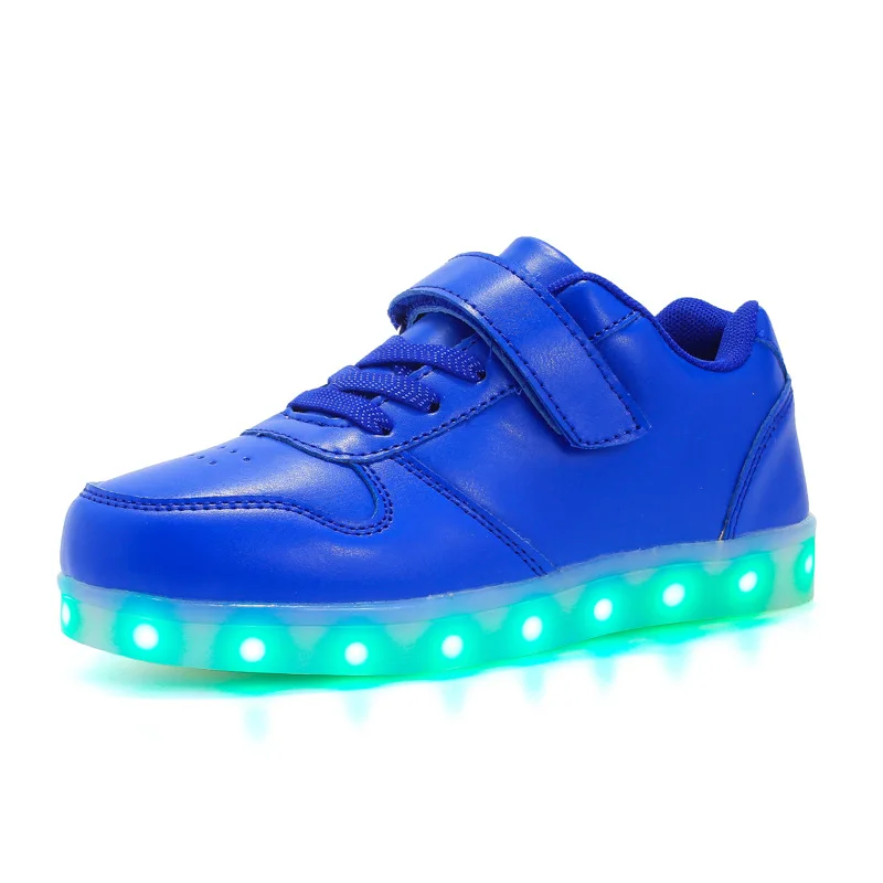 Размер 25-37 USB корзина Led детская обувь с светильник Детские светящиеся кроссовки Детская светящаяся обувь Enfant для мальчиков - Цвет: Синий
