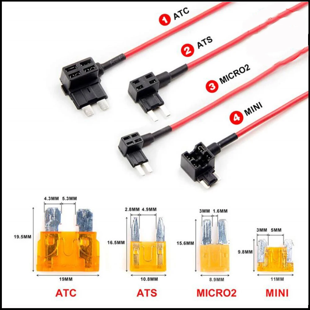 

Mini fuse holder with wire 10A car fuse waterproof fuse box lead Take electrical appliances ATC/ATS/MICRO2