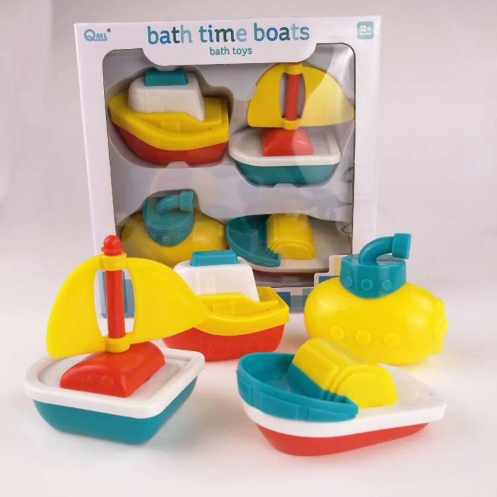 4pcs Boat Train Bath Toy Bathroom Baby Toys Swim Floating Water Swimming Pool Shower Educational Classic for Children | Игрушки и хобби