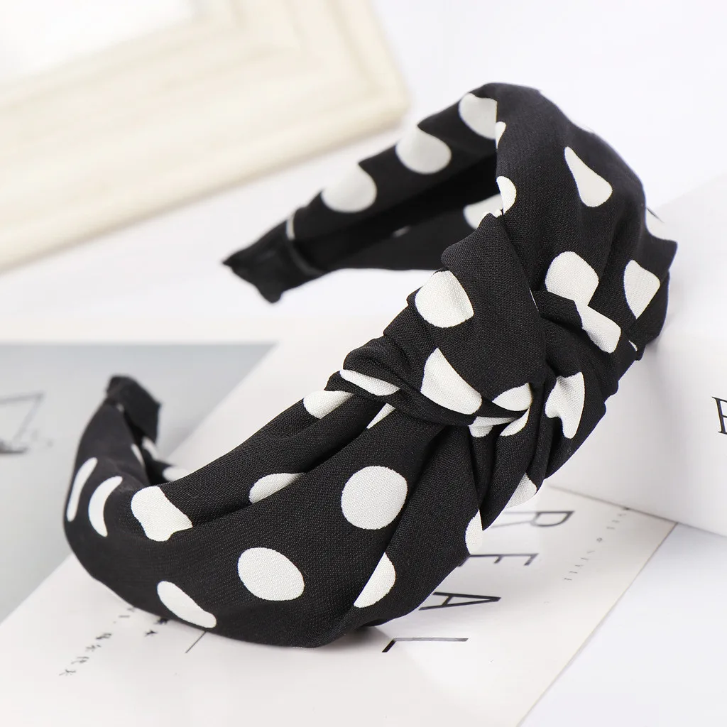 Women Bow Knot Dot Hairband Fashion Wide Side Hair Head Hoop Sweet Girls Hair Headband korean style women bandeau cheveux
