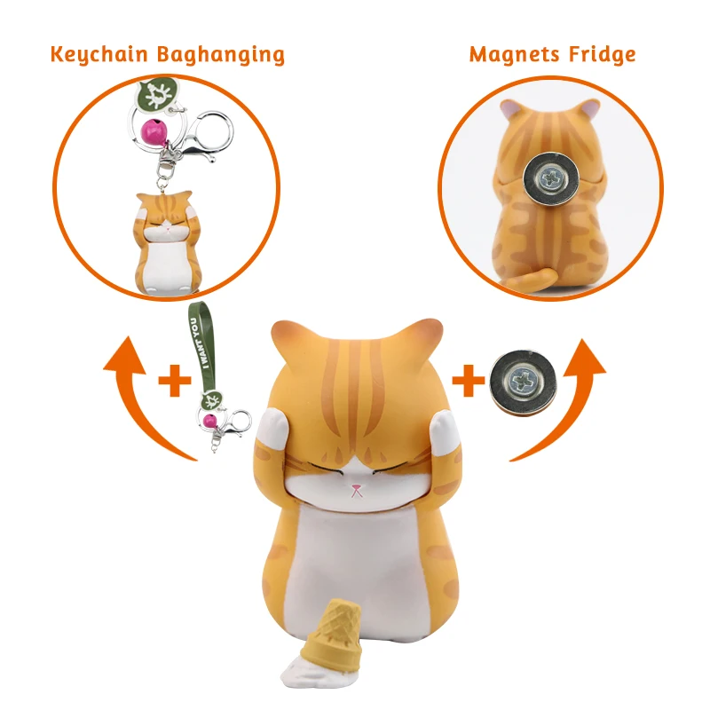 

Cat Bells Anime Kawaii Orange Cat Neko Kitty Pet Model Plump Kitten Round Balls Kids Girl Toys Xmas Gifts Decora Figure Diy Toy
