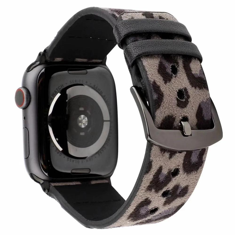 Кожаная с леопардовым принтом ремешок для наручных часов Apple Watch SE группа серии 6 5