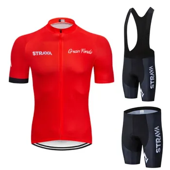 

Cycling Set STRAVA Pro Cycling Kleding Sets Bike uniform Zomer Mans Wielertrui Set Road Fiets Jerseys MTB fiets Slijtage