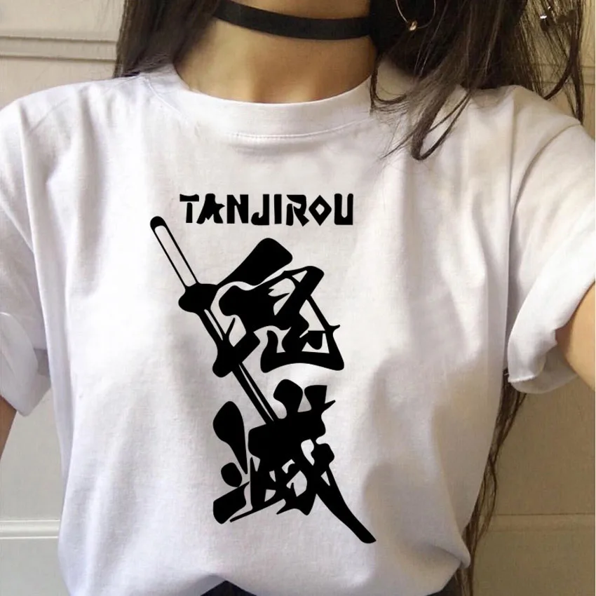 Funny Japanese Anime Kimetsu No Yaiba Demon Slayer T Shirt Women Graphic Top Tees Tshirt Streetwear Clothes Femme
