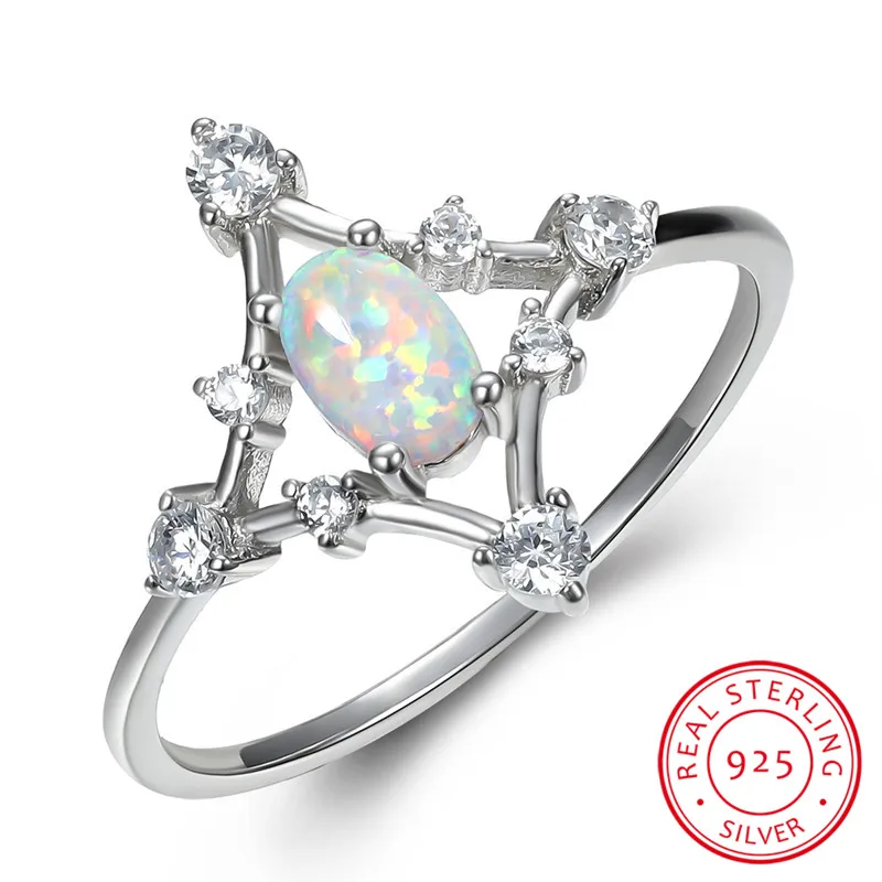 Cute Female White Fire Opal Ring 100 Real 925 Sterling Silver Engagement Ring Promise Love Oval Wedding Rings For Women Rings Aliexpress